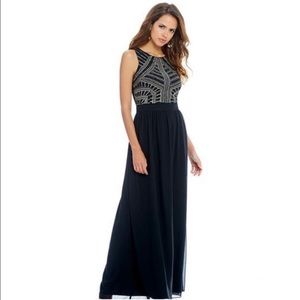 Gianni Bini Maddy Dress Black Embroidered Maxi Size 0